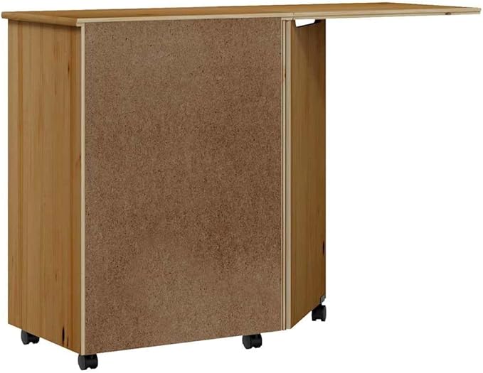 vidaXL Moss 7-Drawer Chest with Foldable Desk Solid Pine Wood Mobile File Cabinet Storage Cabinet on Wheels Chest of Drawers for Home Office Easy Assembly &amp Maintenance Honey Brown