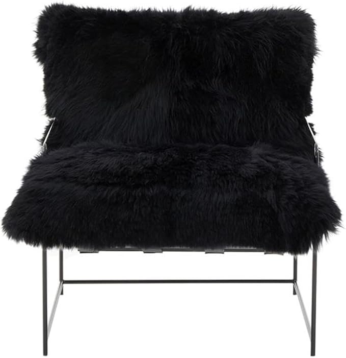 Tov Furniture Kimi Black Genuine Sheepskin Living Room Accent Chair