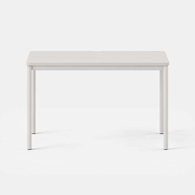 Branch Daily Desk - Functional at Home Office Desk with Effortless Assembly Timeless Design Rounded Corners and Built-in Cable Notch - 48” W x 28.5” H x 24” D - White Work Table