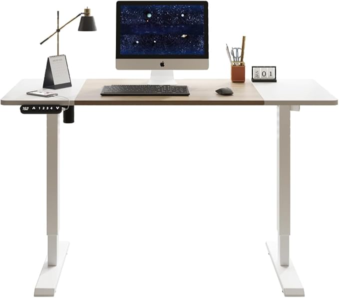 55 Inch Electric Height Adjustable Standing Desk for Home Office Computer Gaming Craft Study Work Desks Modern Lift-up TableOakNatural