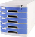 File Cabinet with Lock and Drawers Mobile Multifunctional Cabinet 5 Drawers Office Desk File Storage Cabinet Storage Bookshelf (Blue)