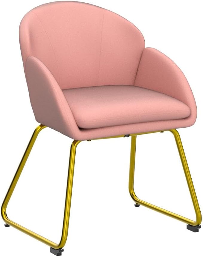 Yaheetech Velvet Living Room Chair Flower Shaped Armchair with Golden Legs Upholstered Side Chair for Vanity Room Living Room Kitchen Set of 2 Pink