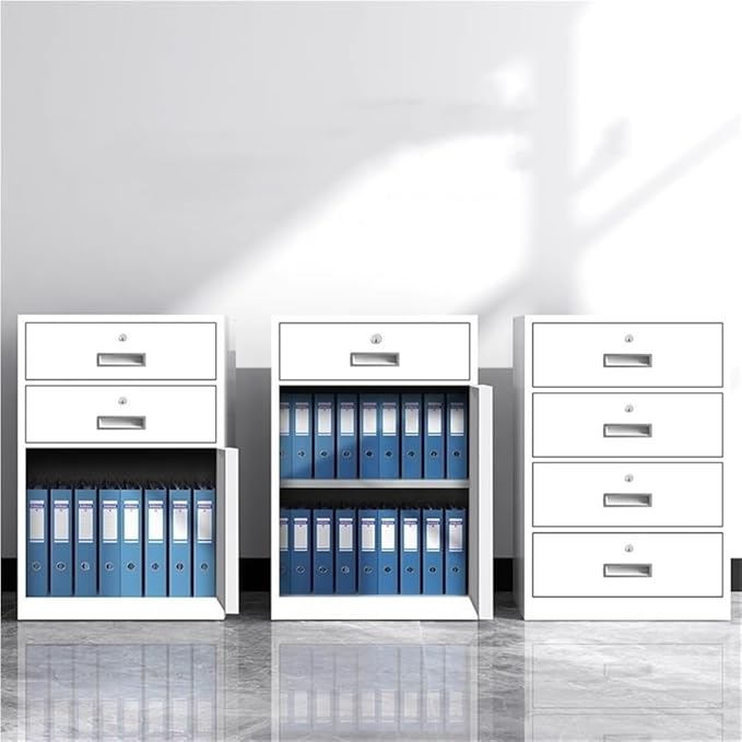 File Cabinet with Lock Metal Under Desk Storage Under Desk File Cabinet with 4 Drawers Large Capacity Filing Cabinets Under Desk Printer Stand for Home Office(Brown)