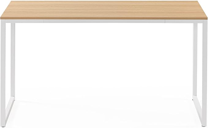 Zinus Jennifer 55 Inch White Frame Desk/Computer Workstation/Office Desk/Dining Table/Easy Assembly Natural