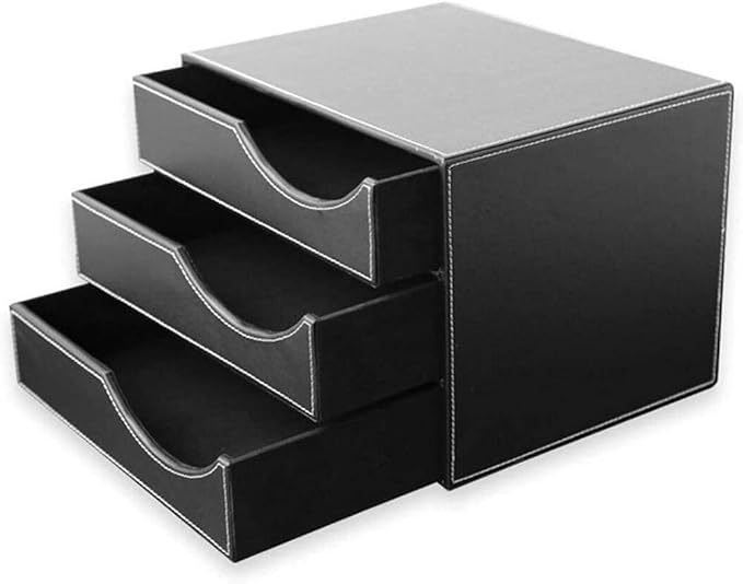 Desk OrganizerFile Organizer for Desk Home Office Desktop File Storage Box Leather File CabinetFiling Cabinet 3 Drawer Fully Assembled Office Pedestal FilesOffice Supp