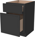 RTA Solid Wood File Cabinet with 2 Drawers Desk Under-Table Wooden File Cabinet Suitable for Bedside or Freestanding File Storage Cabinet (Charcoal Black 18 W × 21 D × 29.5 H)