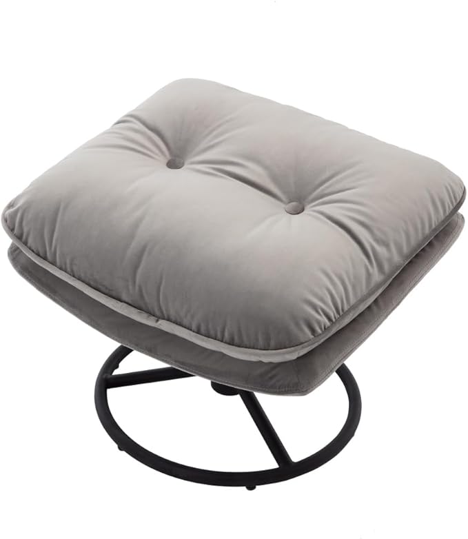 Modern Swivel Accent Chair with Ottoman Velvet Lounge Chair with Footrest and Metal Base Comfy 360 Degree Swiveling Armchair Single Sofa Chair for Living Room Bedroom Gray