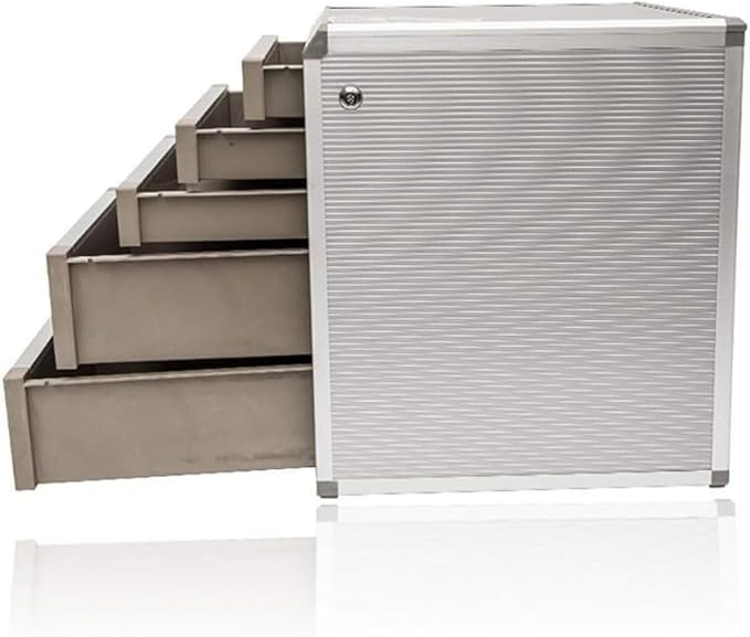 File Cabinet Desktop Data Storage Box Locking Cabinet Drawer Organizer Five Storage Boxes (Silver)