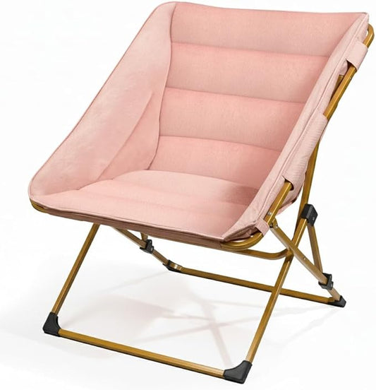 Comfy Saucer Chair for Adults Soft Faux Fur Bedroom Chair Cozy Folding Lounge Chair Reading Chair for Living Room Dorm &amp Bedroom Pink
