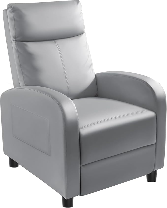 Homall Recliner Chair Recliner Sofa for Adults Recliners Home Theater Seating with Lumbar Support Reclining Sofa Chair for Living Room (Leather Grey)
