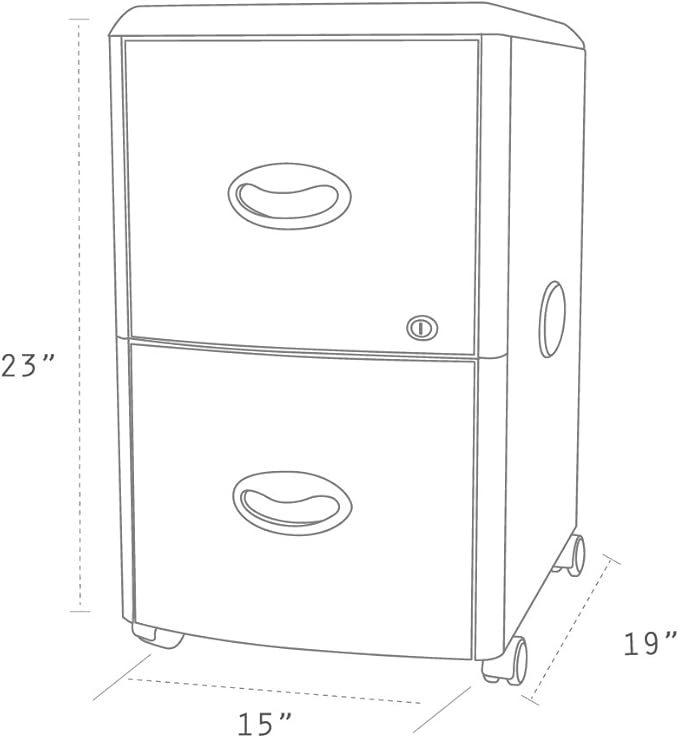 Storex 2-Drawer Mobile File Cabinet with Lock 19 x 15 x 23 Inches Metal Accent Panels (STX61351U01C)Silver/Black
