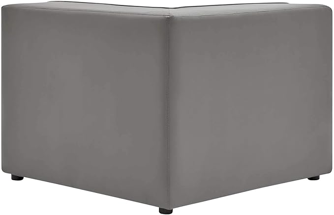 Modway Mingle Vegan Leather Sectional Sofa Corner Chair in Gray