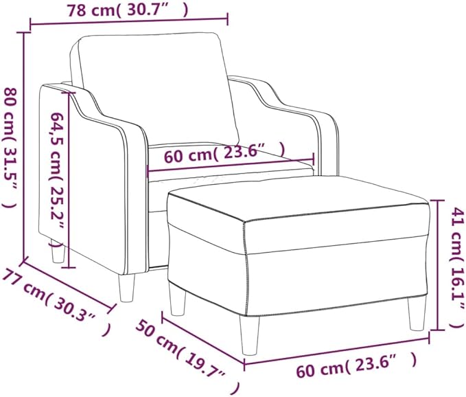 Modern Sofa Chair with Footstool Accent Chair with Ottoman Fabric Sofa Chairs Reading Chair for Living RoomChair for Bedroom Dark Gray 23.6 Fabric -18