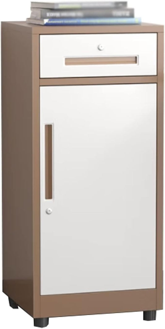 GLigeT Filing Cabinet File Cabinet with Lock 1 Drawers and 1 Door Storage Cabinet Locking Filing Cabinet for Home Office File Storage Cabinets (Color : Coffee Color)