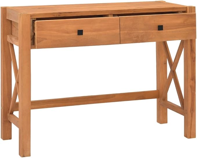39.4 Inch Computer Home Office Desk with 2 Drawers Wood Console Table Study Writing Table PC Laptop Work Table Workstation for Space Saving Design Rustic Brown