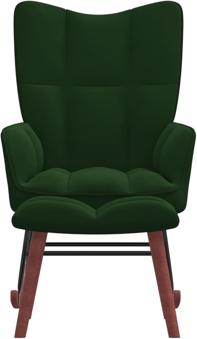 Rocking Chair with Footrest Velvet Dark Green Rocking Chair Breastfeeding Armchairs for Living Room