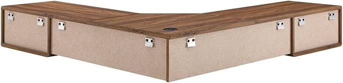 Modway EEI-5863-WAL-WHI Transmit 55 Wall Mount Corner Wood Office Desk Walnut White