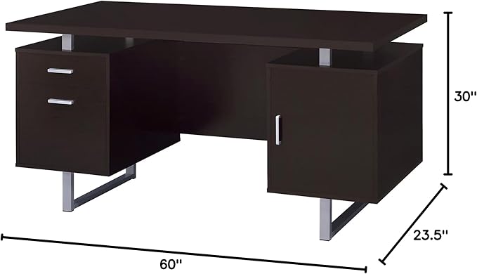 Cappuccino 2-Drawer Floating Top Office Desk