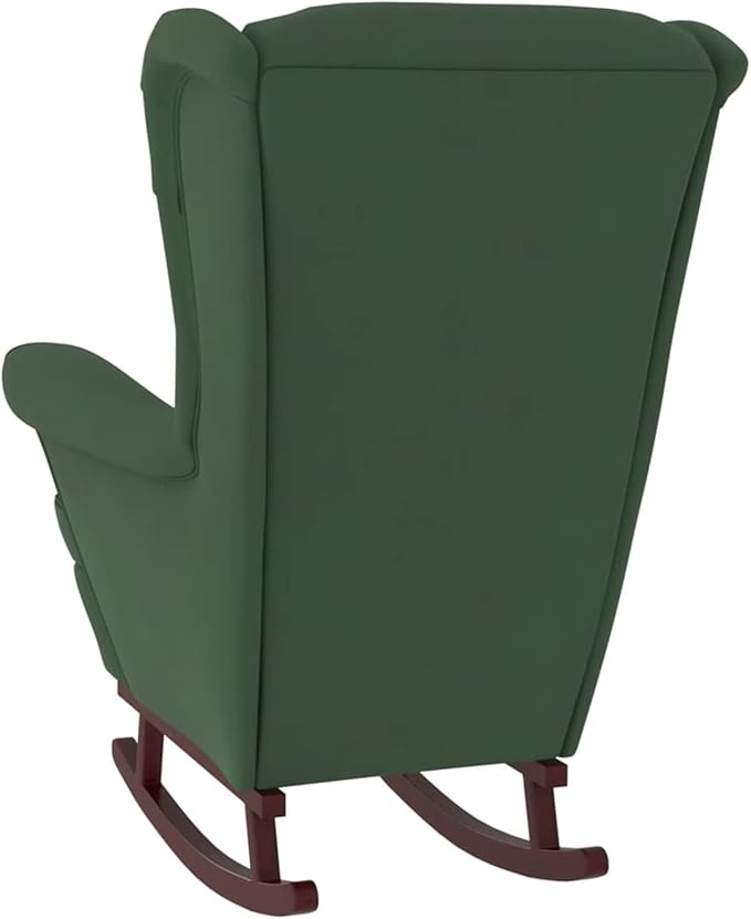 Rocking Chair Wooden Legs Rubber Velvet Dark Green Rocking Chair Living Room Chair Bedroom