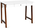 Moccha Writing Desk Computer Laptop Table w/Storage Drawer Solid Wood Frame Makeup Dressing Vanity Desk for Home Large Space Study Table Workstation for Office Sturdy and Durable Easy Assembly