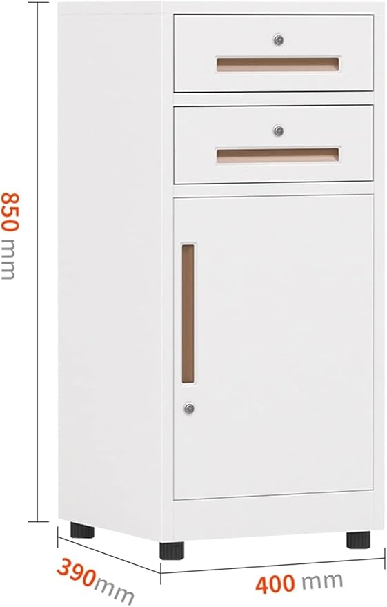 File Cabinet 2 Drawer File Cabinet Metal Steel Vertical Filing Cabinet with Lock(Color:White)