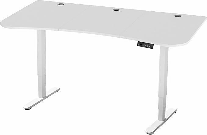 VIVO Electric 63 x 32 in Dual Motor Standing Desk Memory Height Adjustment 2B Series White Top White Frame DESK-KIT-2W1W