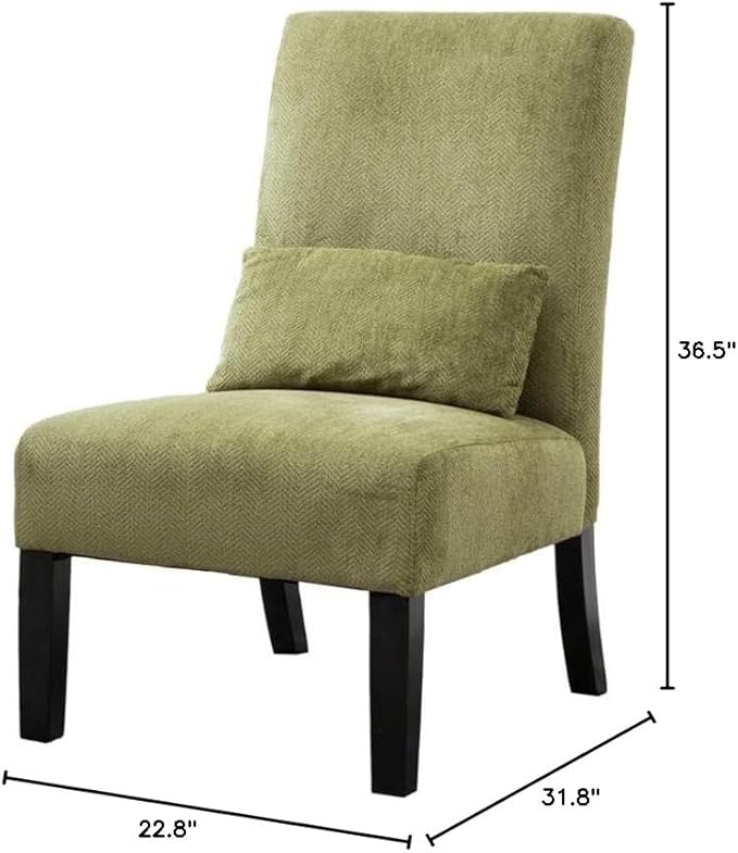 Roundhill Furniture Pisano Spring Green Fabric Armless Contemporary Accent Chair with Kidney Pillow