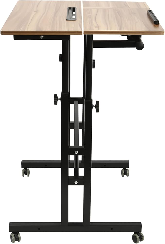Mobile Standing DeskHeight Adjustable Home Office DeskStand Up Desk with Tilting Tabletop and Wheels Rolling Laptop Cart Sit Stand Desk