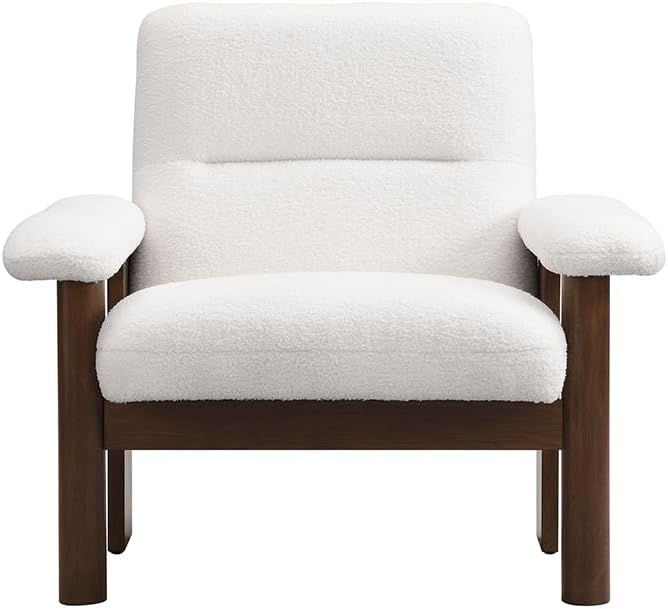 Modern Accent Chair with Ottoman Mid Century Lounge Chair with footrest Comfy Fabric Armchair Upholstered Set with Solid Wood e for Living Room