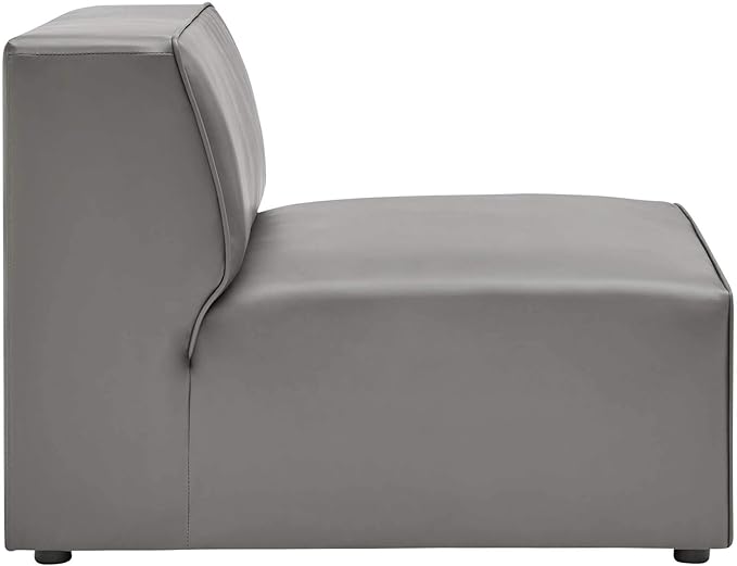 Modway Mingle Vegan Leather Sectional Sofa Armless Chair in Gray