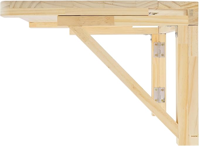 Wall Mounted Folding Table - 31.5 Pine Wood Drop Leaf Desk Space-Saving Wall Desk for Small Spaces Rustic Floating Shelf for Small Spaces Kitchen Laundry Room Home Office Wood Color