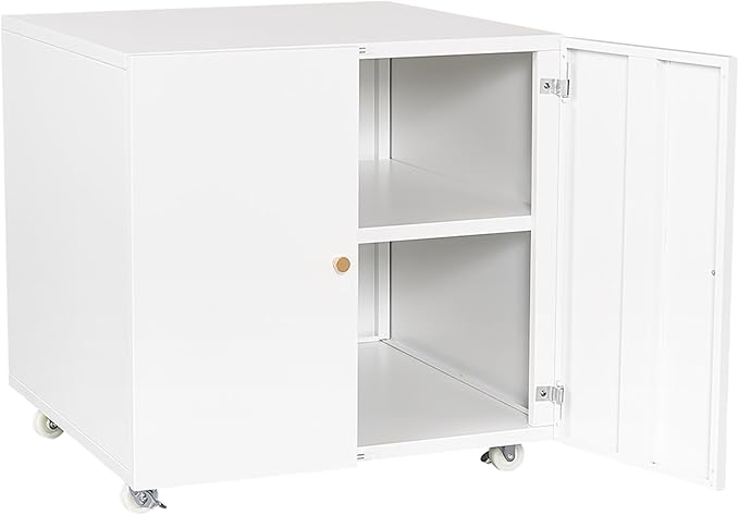Epinki 2 Tier White Cabinet Metal File Cabinet 23.62 L x 23.62 W x 23.62 H