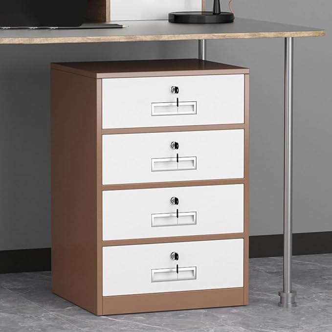 4 Drawer File Cabinet with Lock Metal Vertical File Cabinets with Lock for Home Office Narrow Office Steel Filing Cabinet Under Desk for A4/ Legal/Letter