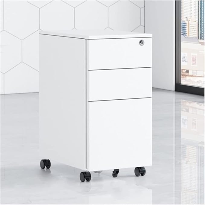 Floor Standing File Cabinet Movable Cabinet Three Drawers Steel Movable Push Cabinet Lockable Storage Cabinet (J)