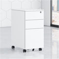 Floor Standing File Cabinet Movable Cabinet Three Drawers Steel Movable Push Cabinet Lockable Storage Cabinet (J)