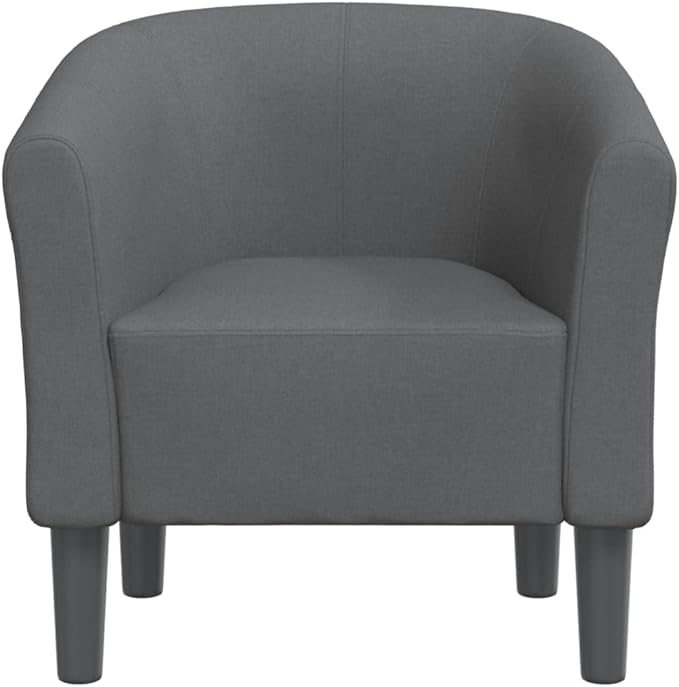 vidaXL Tub Chair - Dark Gray Fabric Accent Armchair for Living Room Bedroom Office - Comfortable High-Density Foam Durable Plywood and Pinewood Frame