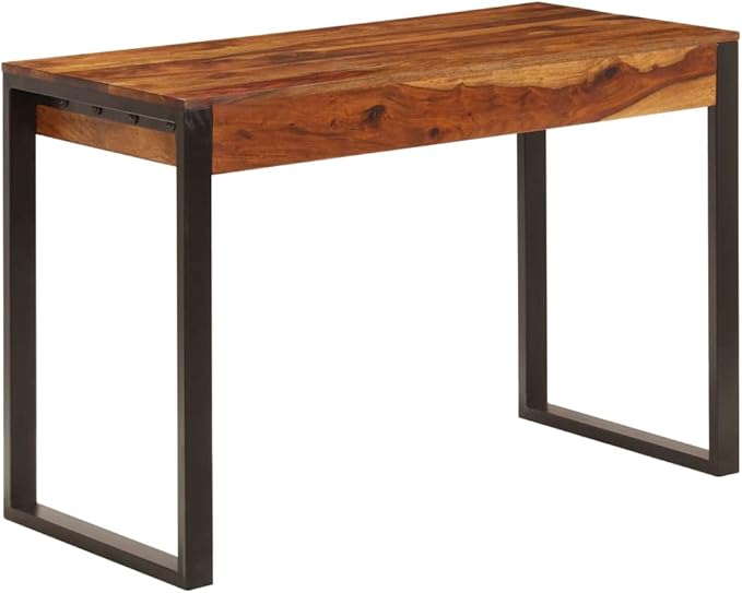 DeskHome Office Desk Spacious Desktop Writing Study Desk Laptop Desk for BedroomWorkstation 43.3x21.7x30.7 Solid Sheesham Wood and Steel