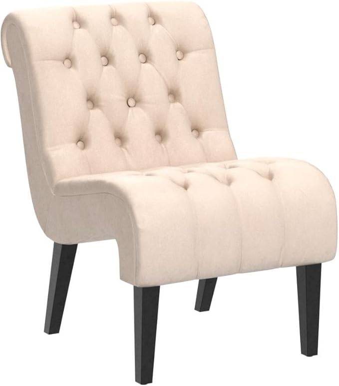 KINFFICT Velvet Accent Lounge Chair for Living Room Modern Leisure Chair with Tufted Backrest Indoor Armless Side Chair Upholstered Bedroom Sleeper Chairs with Solid Wood Legs