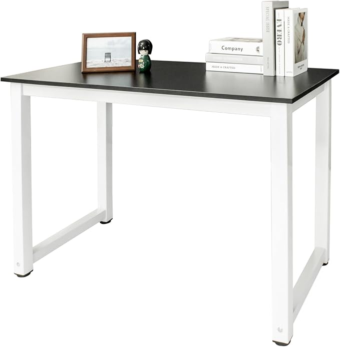 Black Modern Computer Desk 110cm Office Desk Writing Study Wooden Table for Home Office Desk Workstation Office Table Work from Home Desk Computer Table 110 x 60 x 75cm (L x W x H)