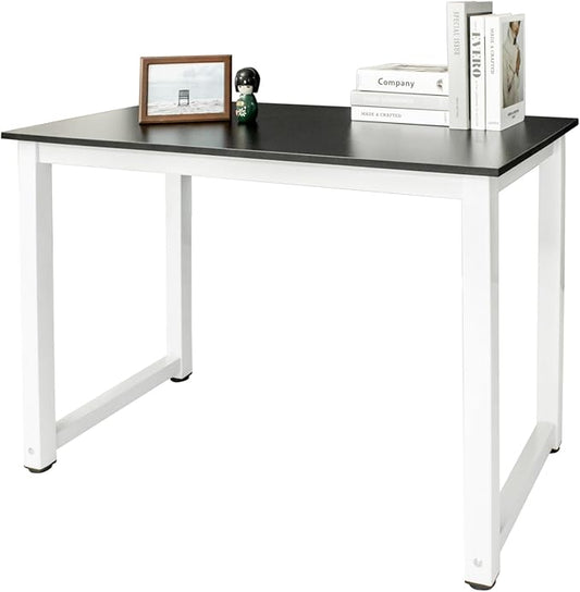 Black Modern Computer Desk 110cm Office Desk Writing Study Wooden Table for Home Office Desk Workstation Office Table Work from Home Desk Computer Table 110 x 60 x 75cm (L x W x H)