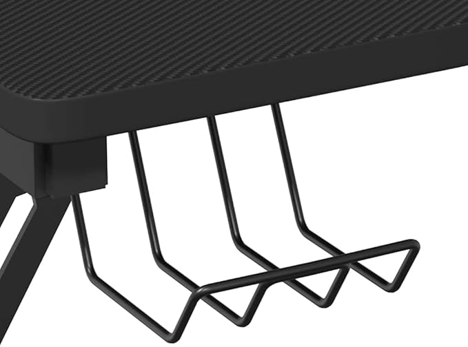Ergonomic Gaming Desk Black Engineered Wood Sturdy Iron Frame Computer Table 43.3 x 43.3 x 29.5 Inch for Home Office PC Gamer Setup Cup Holder &amp Headphone Hook.