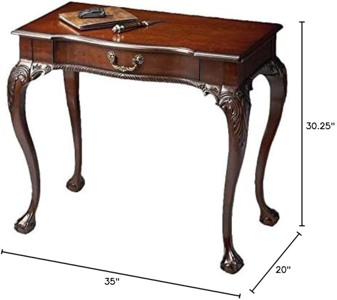 Beaumont Lane Traditional Wood Writing Desk Cherry Finish 35 W x 20 D x 30.25 H Elegant Home Office Desk Sturdy Construction Timeless Design for Office or Study Room