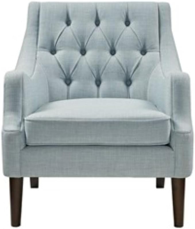 Madison Park Accent Chair for Living Room Upholstered Button Tufted Back Removable 5.75 T Seat Cushion Solid Wood Legs Modern Accent Armchair Family Room Furniture Bedroom Chair 29.25 W Blue