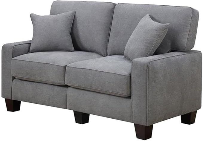 Pemberly Row Modern Loveseat Sofa for Small Apartments 2 Seater Couch for Living Room Tool-Free Assembly Light Grey