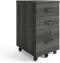 NBF Three Drawer Mobile File Storage Pedestal - Weathered Gray | Mobile Storage Unit Secure Storage Solution Stylish Organization