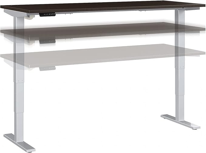 Bush Business Furniture Move 40 Series 72W x 30D Electric Height Adjustable Standing Desk in Mocha Cherry with Silver Base Ergonomic Sit-Stand Computer Table for Home and Professional Office