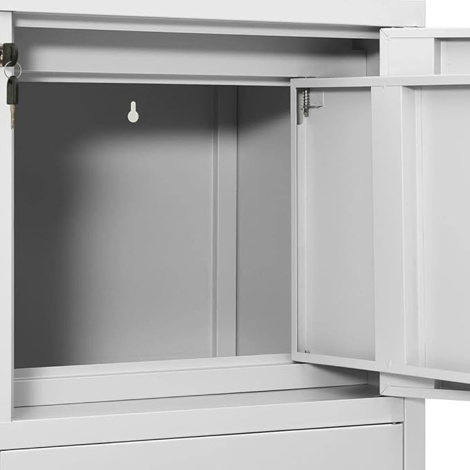 File Cabinets Standing Cabinets Bookcases Office Cabinet Light Gray 35.4x15.7x40.2 Steel Counter Cabinet with Lockable Doors for Home Office