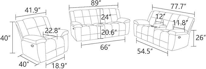 Corduroy Fabric Recliner Loveseat Manual Reclining Couch Comfy Recliner Loveseat Sofa with Cup Holders/Storage Modern 2 Seater Living Room Furniture for Home/Office (Brown 2 Seat)