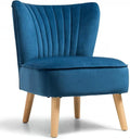Nightcore Velvet Accent Chair Set Leisure Single Club Chair Set with Footrest Modern Tufted Upholstered Chair Set with Unique Velvet Upholstery for Living Reading Room Bedroom (Blue)