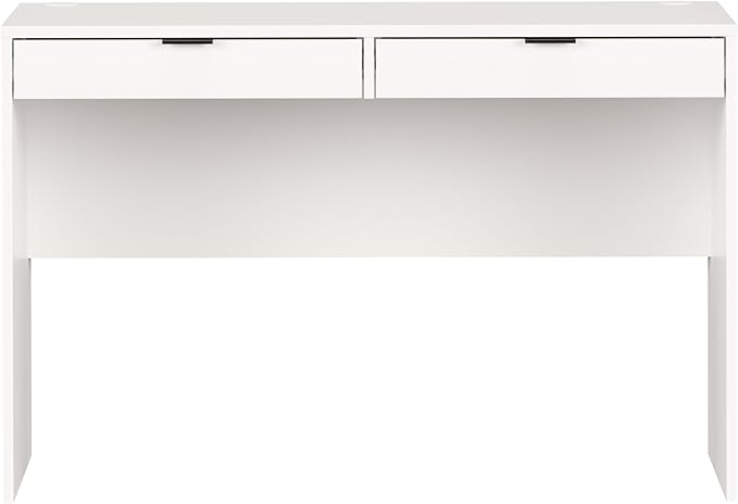 Prepac 46 Writing Desk – Computer Desk with 2 Drawers White Office Desk for Home Office or Bedroom